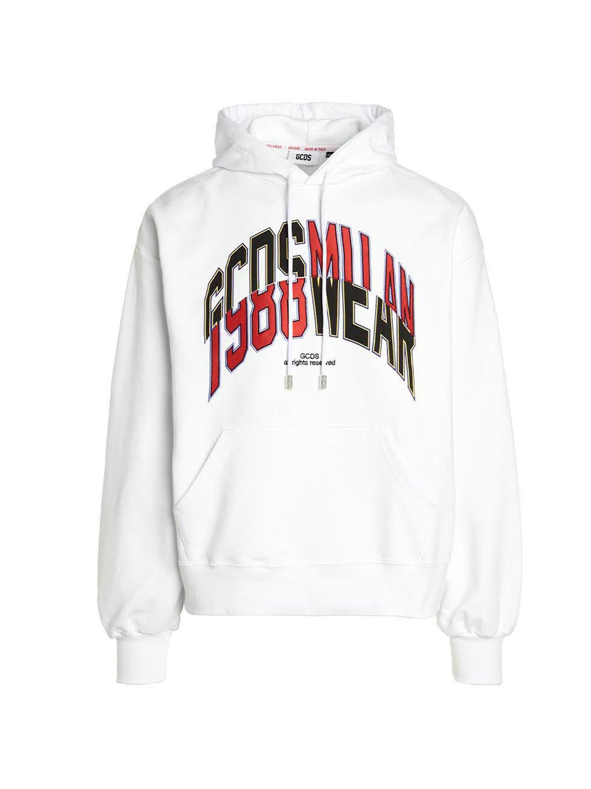 Gcds College Logo Print Hoodie — White