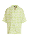 Gcds Waved Logo Print Viscose Shirt — Lime