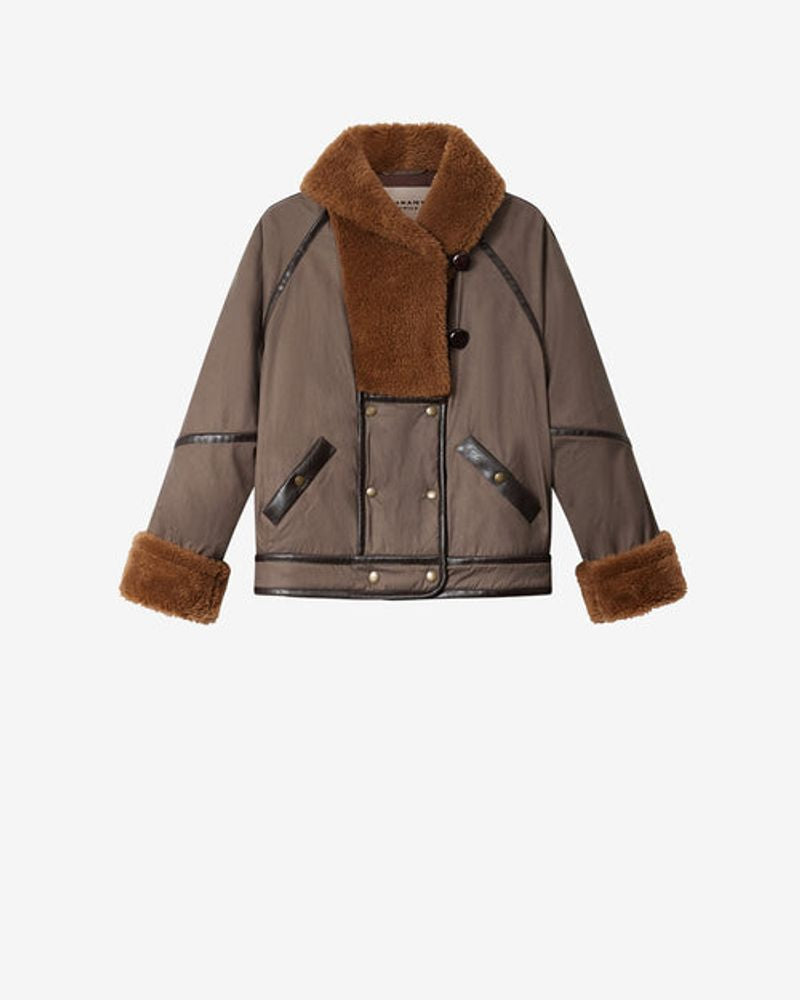 Marant Etoile Faux Fur-Trimmed Quilted Jacket — Taupe