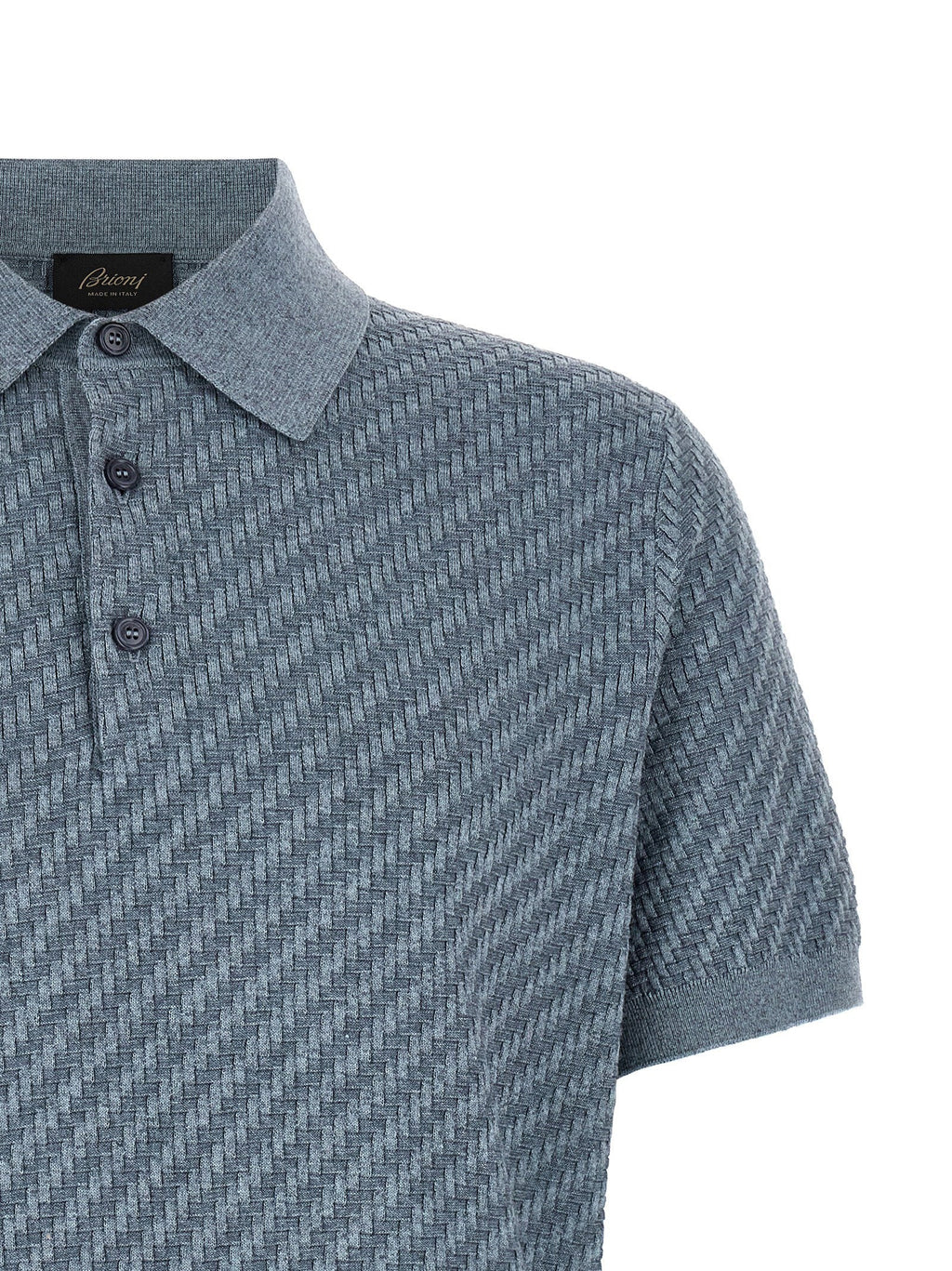 Brioni Trama Weave Polo — Blue