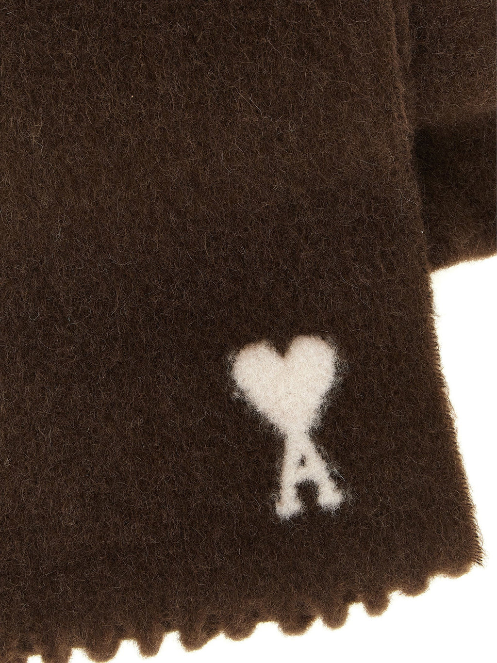 Ami Paris Alpaca blend with logo inlay Scarf — Brown