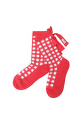 Women's Check Ribbon Socks RED