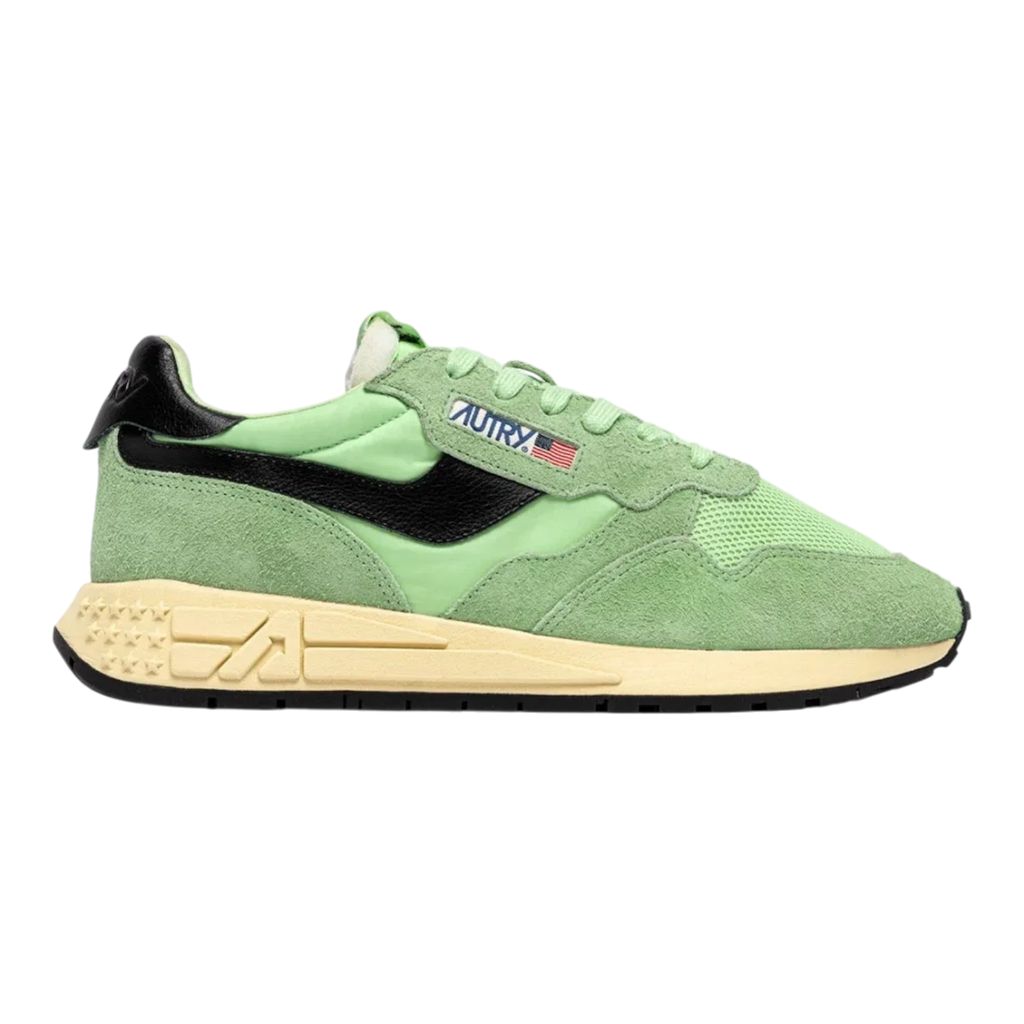 Autry Reelwind Low Sneakers In Pistachio And Black Nylon And Suede Women WWLW-UT40