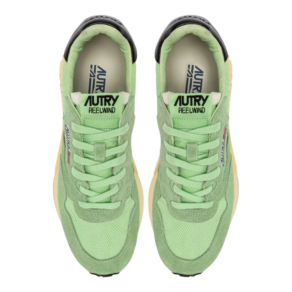 Autry Reelwind Low Sneakers In Pistachio And Black Nylon And Suede Women WWLW-UT40