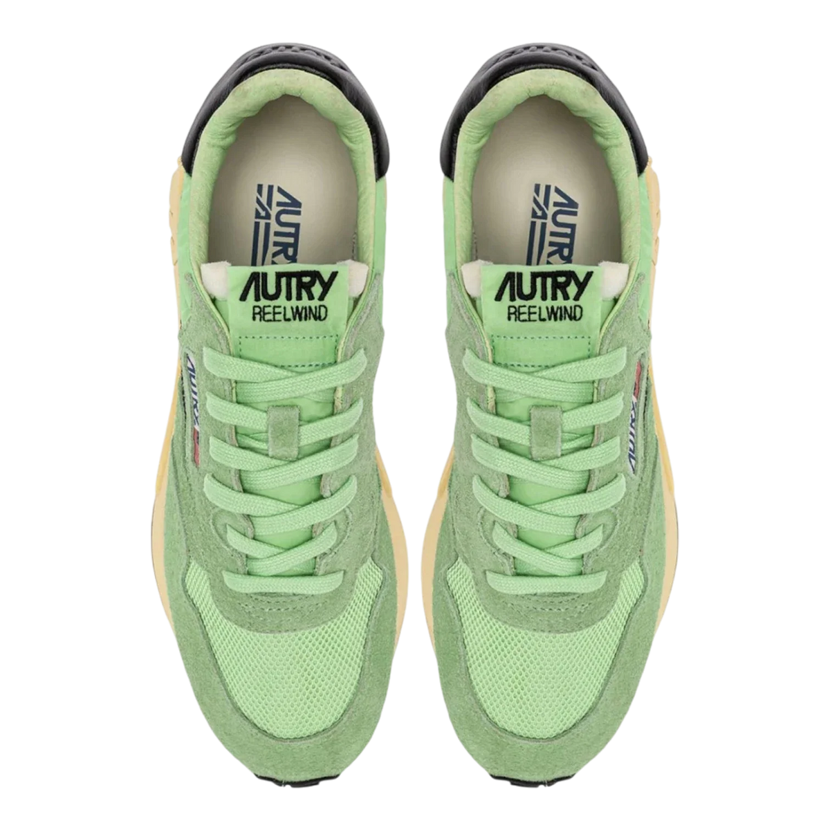 Autry Reelwind Low Sneakers In Pistachio And Black Nylon And Suede Women WWLW-UT40