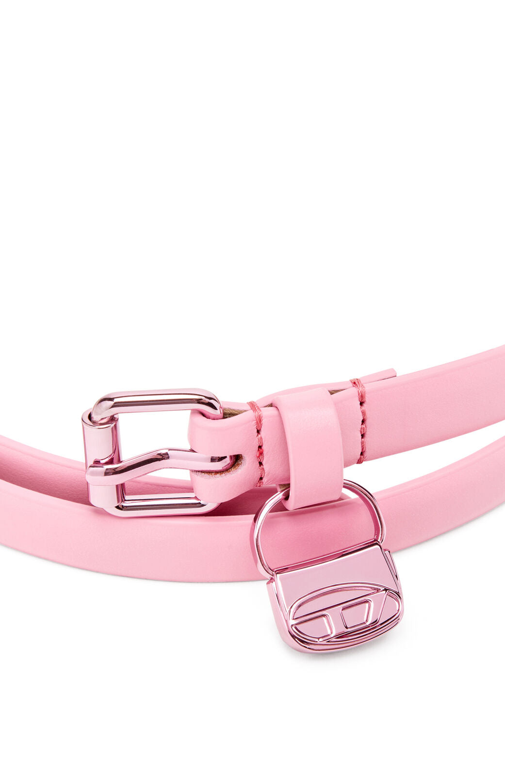 B-Charm Hip Slim leather belt with 1DR bag charm Pink