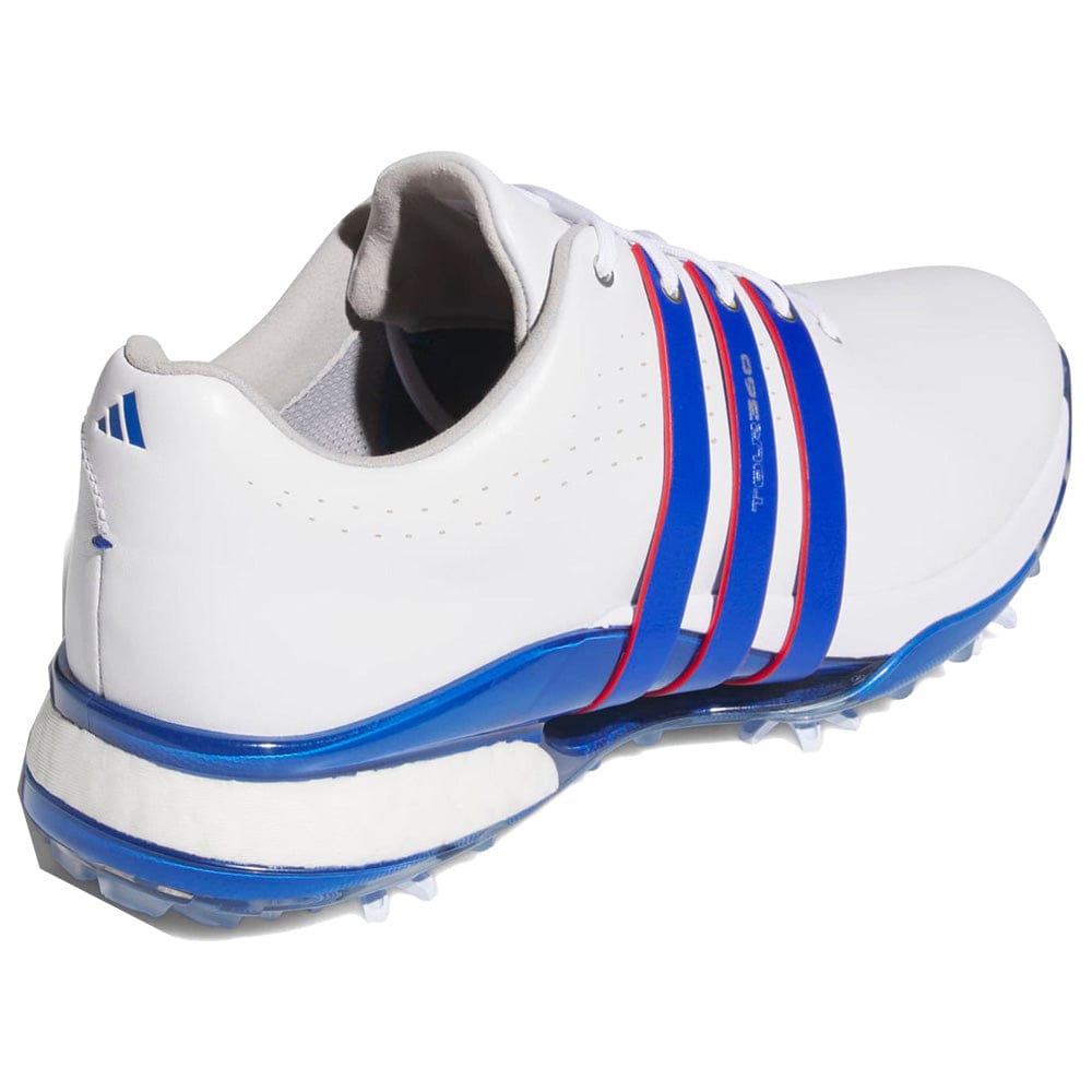 adidas Tour360 24 Waterproof Spiked Shoes - Cloud White/Team Royal Blue/Better Scarlet