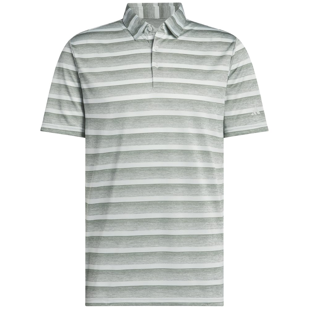 adidas 2 Colour Stripe Polo Shirt - Silver Green/Wonder Silver