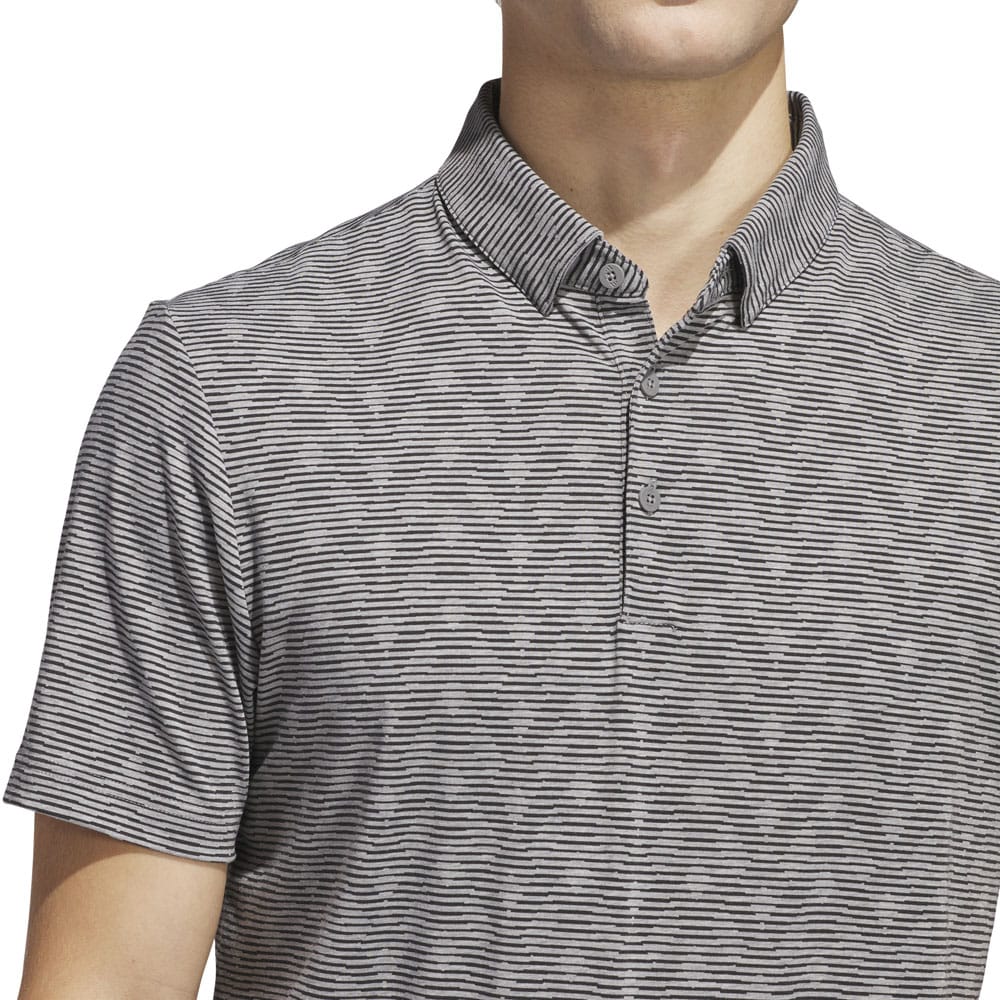 adidas Go-To Printed Stripe Polo Shirt - Grey Three Mel/Black