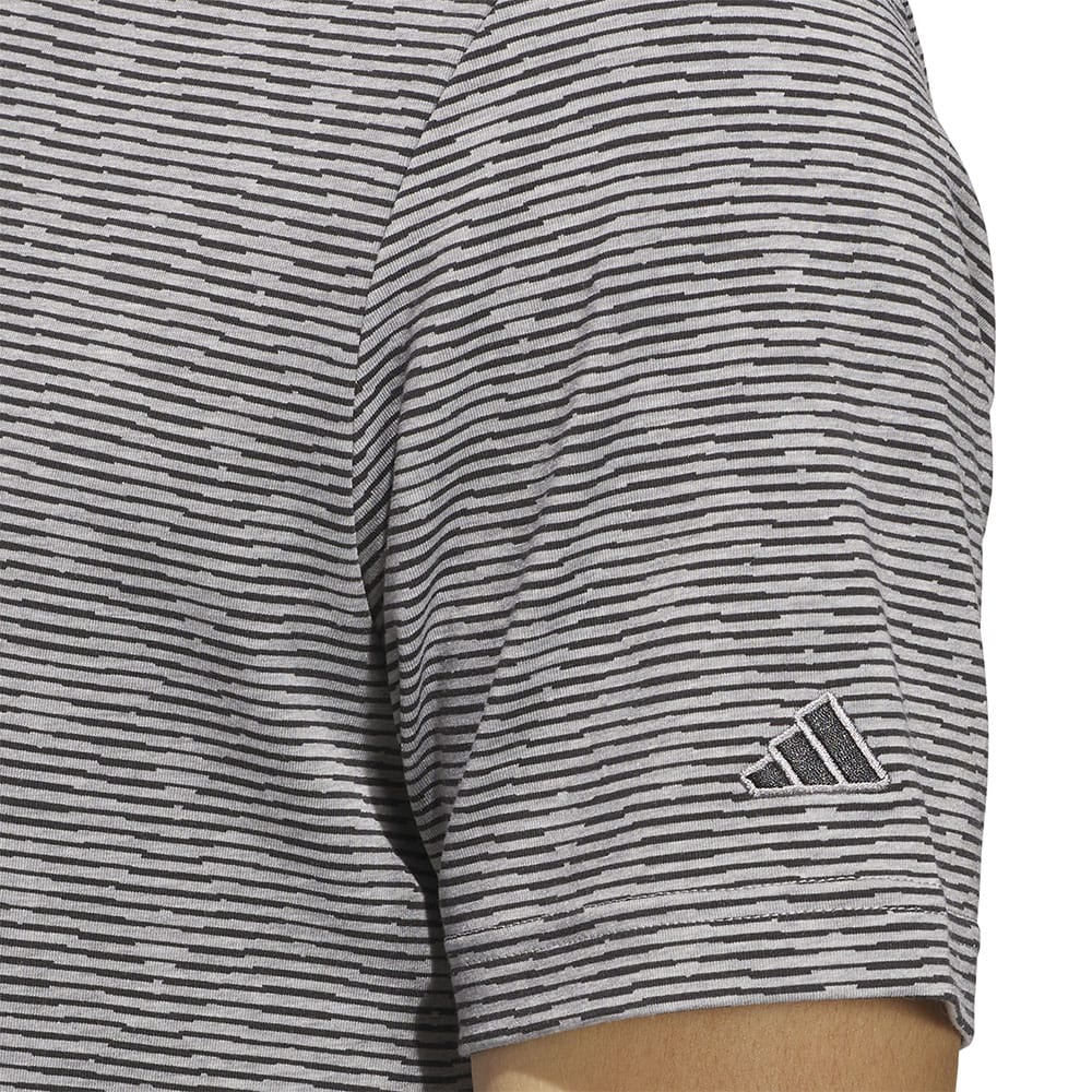 adidas Go-To Printed Stripe Polo Shirt - Grey Three Mel/Black