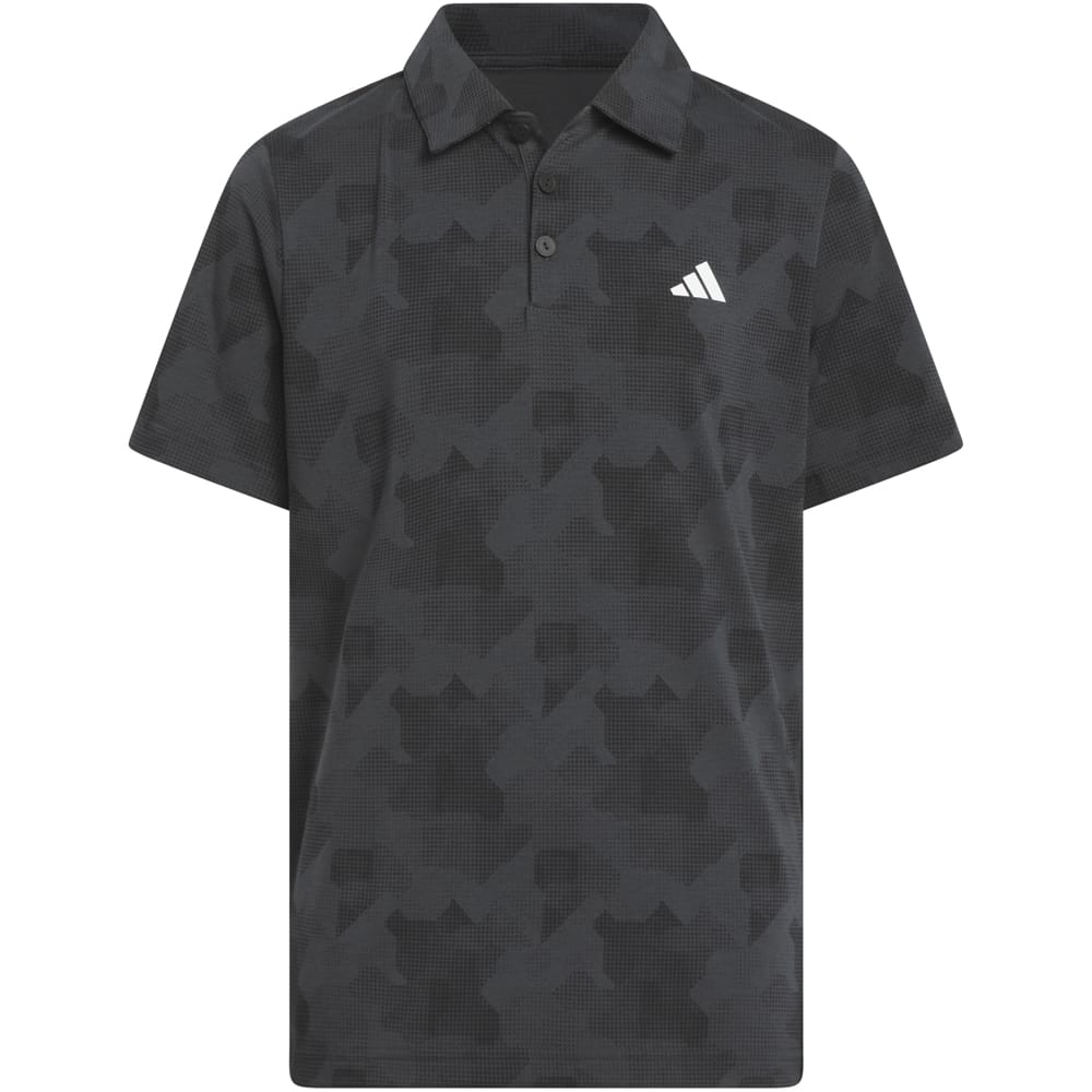 adidas Jr Printed Scripted Polo Shirt - Carbon/Black