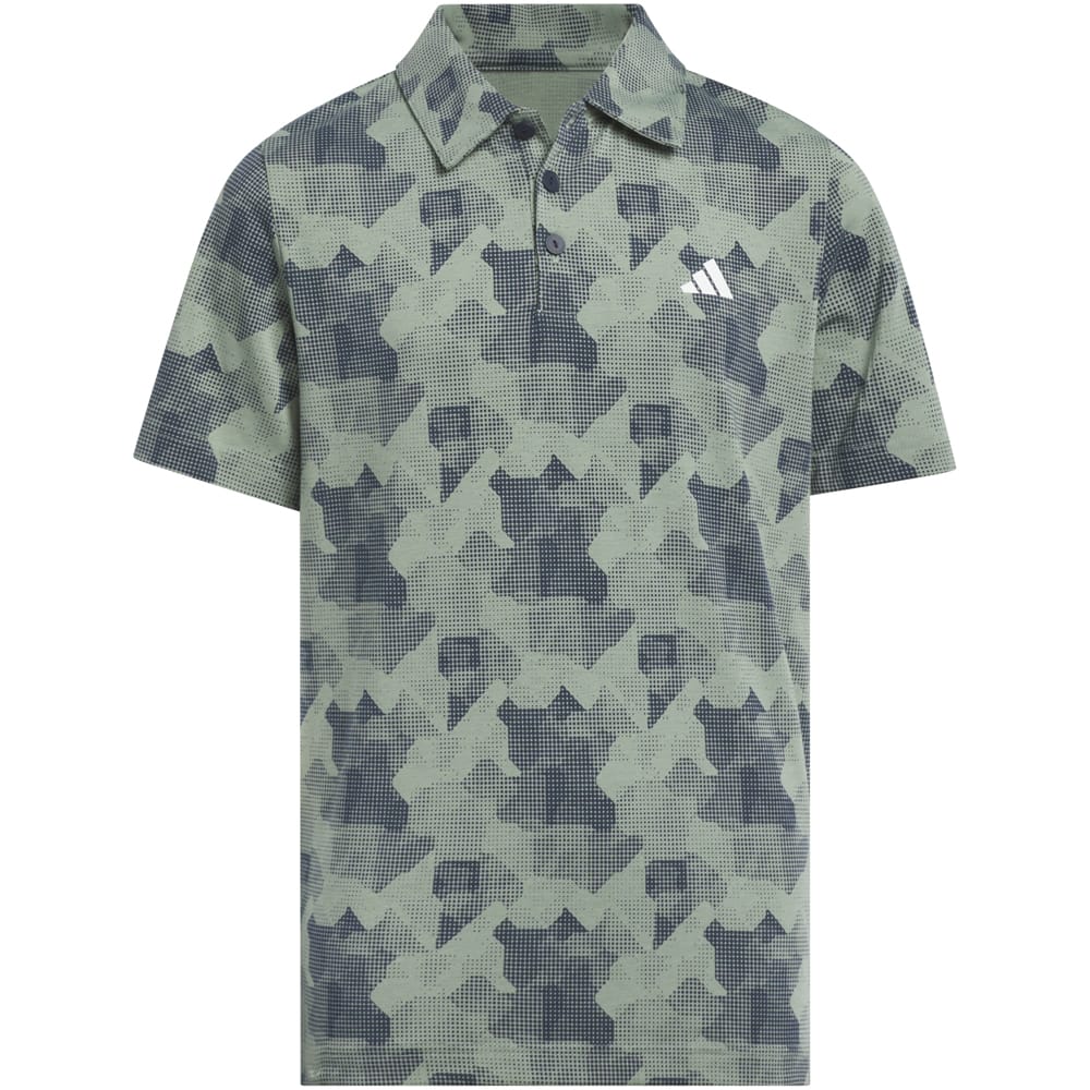 adidas Jr Printed Scripted Polo Shirt - Silver Green/Collegiate Navy