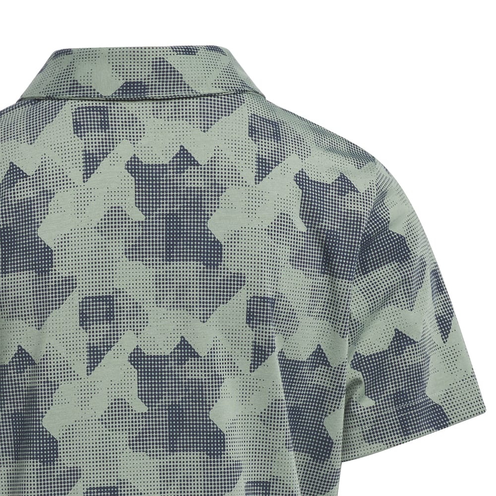 adidas Jr Printed Scripted Polo Shirt - Silver Green/Collegiate Navy
