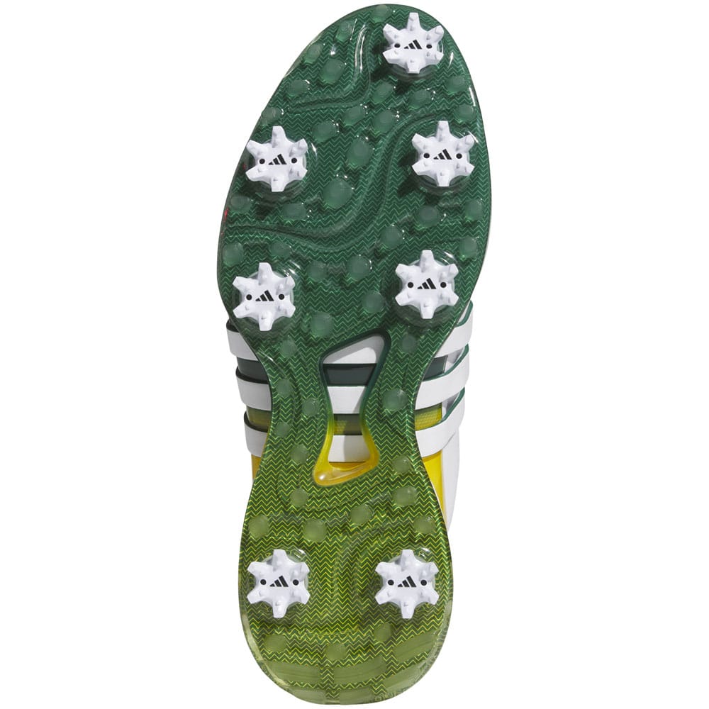 adidas Tour360 24 Spiked Waterproof Shoes - White/Collegiate Green/Yellow