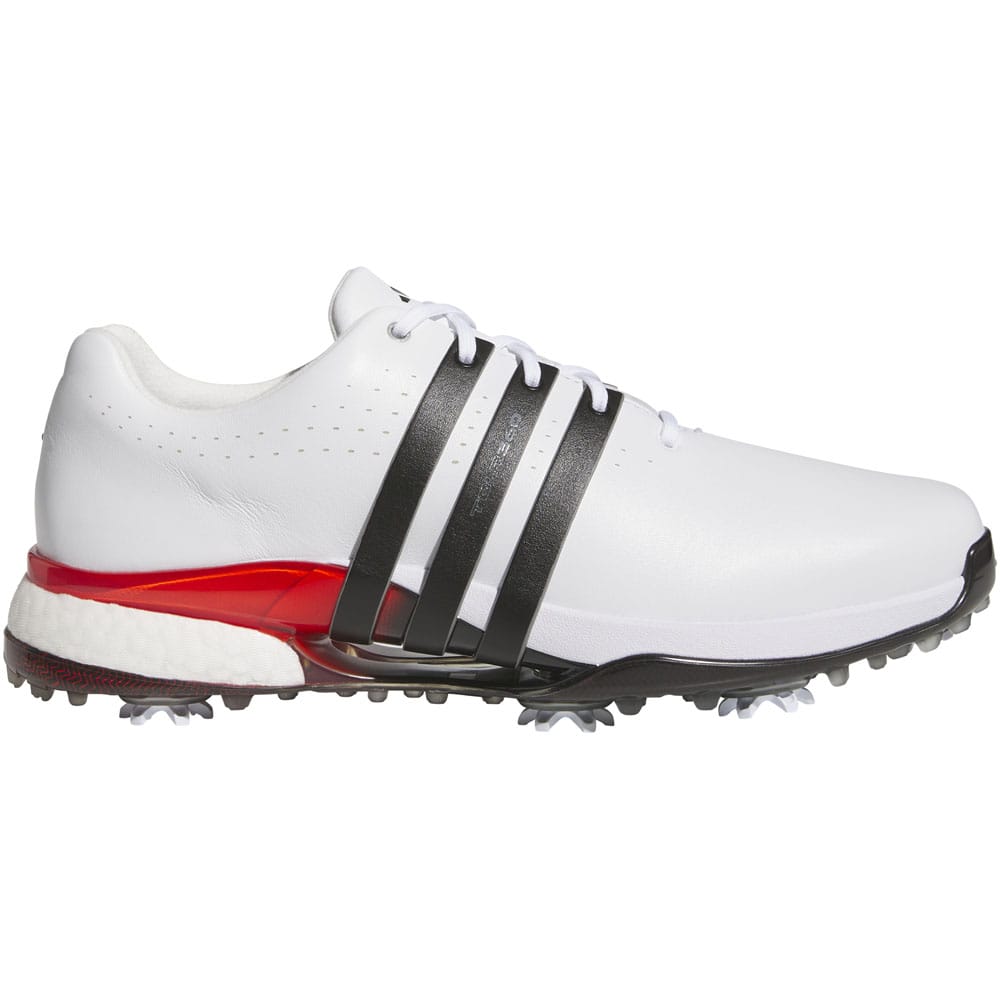 adidas Tour360 24 Spiked Waterproof Shoes - White/Core Black/Lucid Red