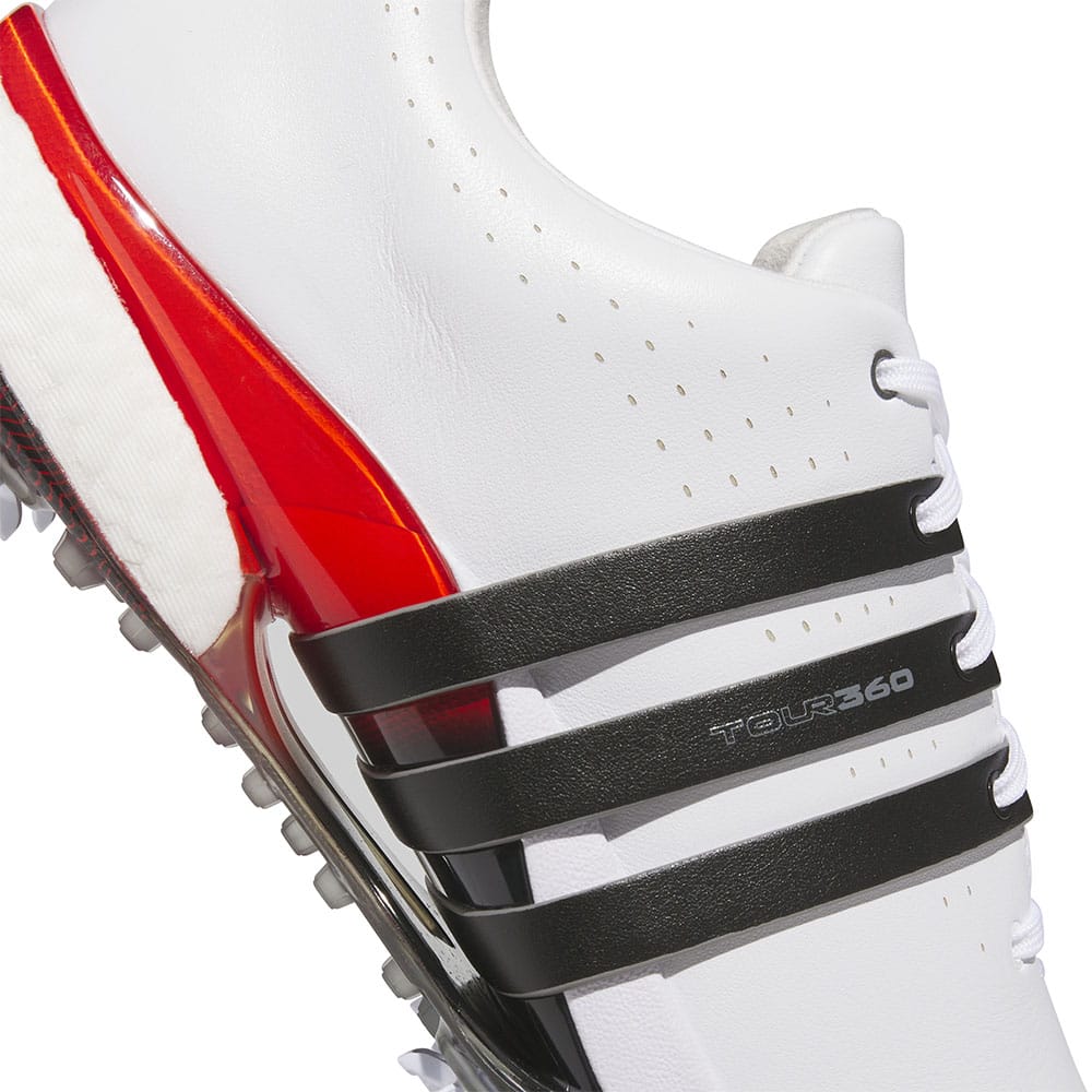 adidas Tour360 24 Spiked Waterproof Shoes - White/Core Black/Lucid Red