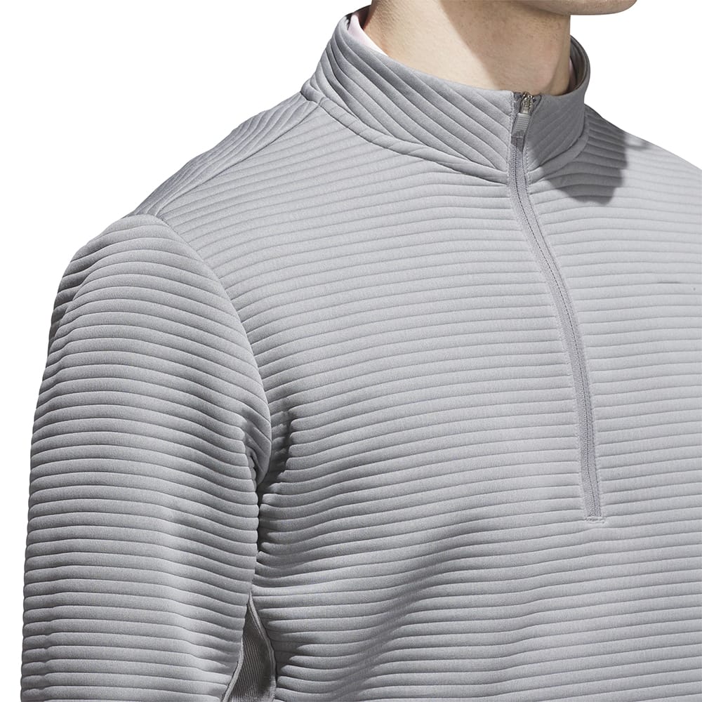 adidas Ultimate365 DWR Textured 1/4 Zip Chest Logo Sweatshirt - Grey Three