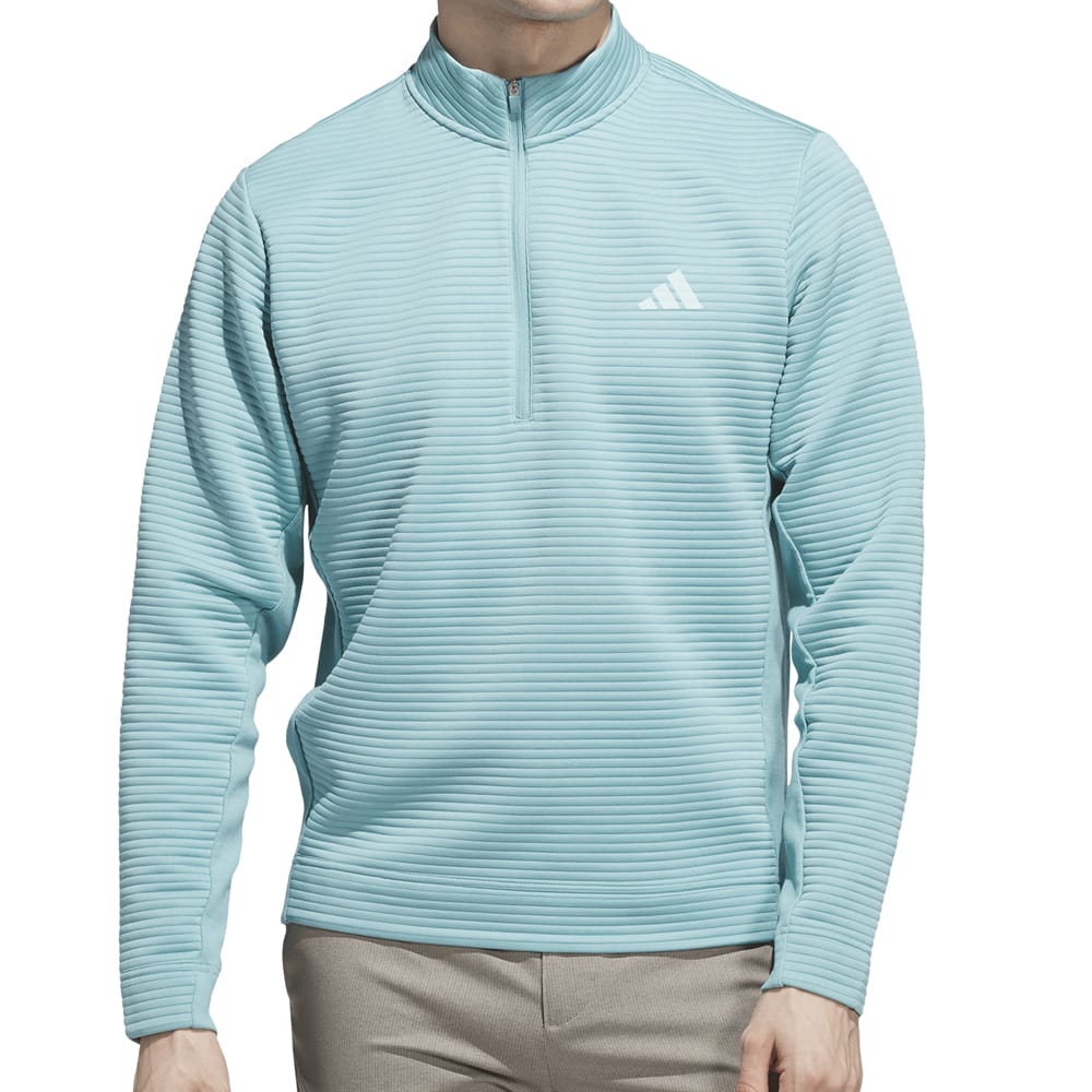 adidas Ultimate365 DWR Textured 1/4 Zip Chest Logo Sweatshirt - Mint Ton