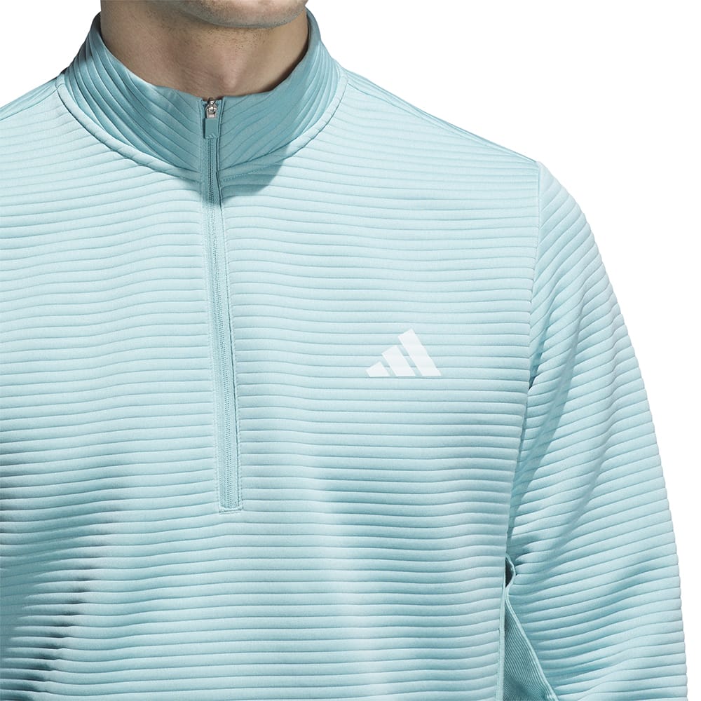 adidas Ultimate365 DWR Textured 1/4 Zip Chest Logo Sweatshirt - Mint Ton