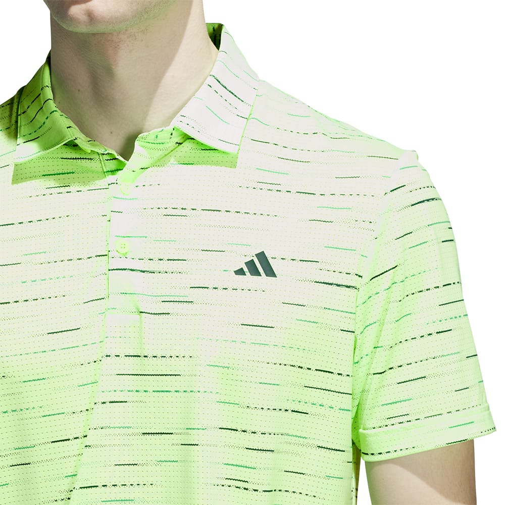 adidas Ultimate365 Mesh Glimmer Print Polo Shirt - Lime Burst