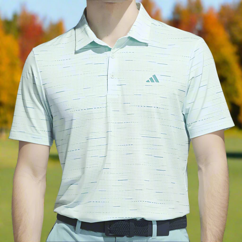 adidas Ultimate365 Mesh Glimmer Print Polo Shirt - Semi Flash Aqua