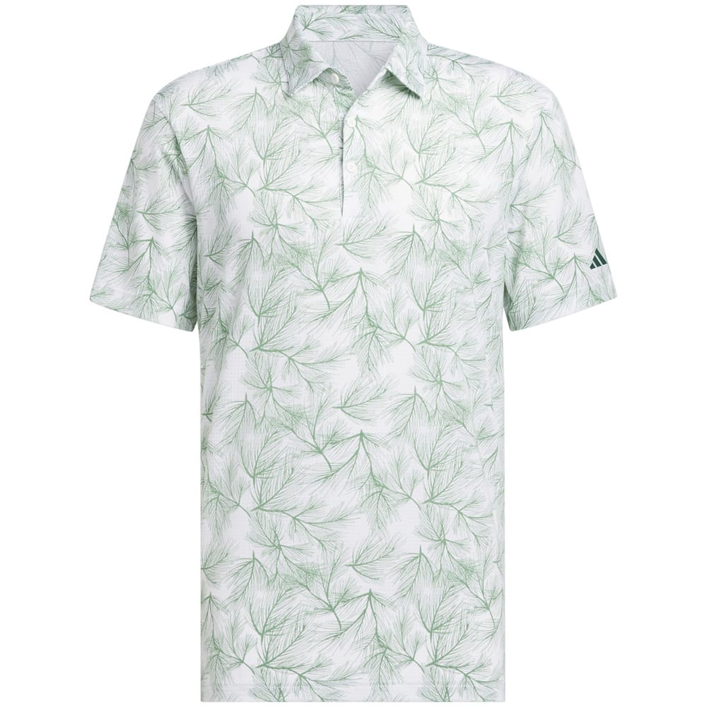 adidas Ultimate365 Mesh Print Polo Shirt - White/Preloved Green