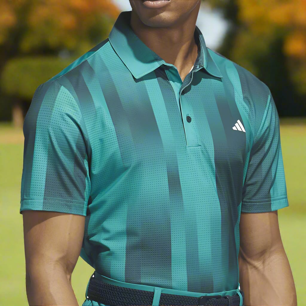 adidas Ultimate365 Mesh Radiant Print Polo Shirt - Pure Teal/Aurora Ivy