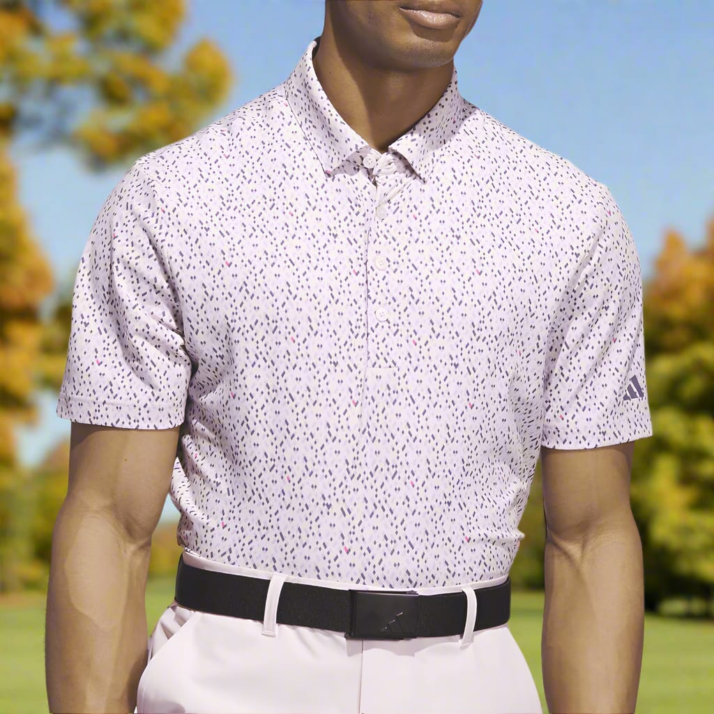 adidas Ultimate365 Micro Argyle Polo Shirt - Clear Pink/Preloved Violet