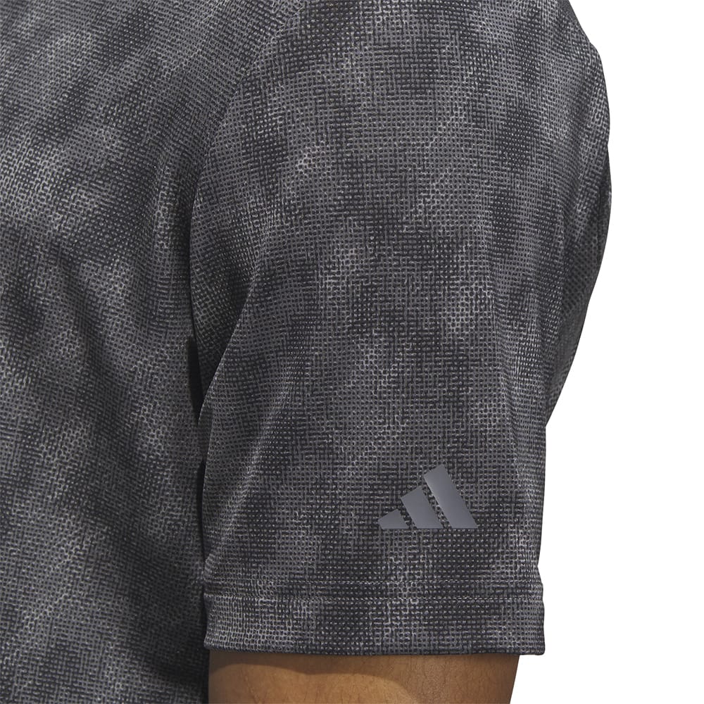 adidas Ultimate365 Textured Print Polo Shirt - Black/Grey Five