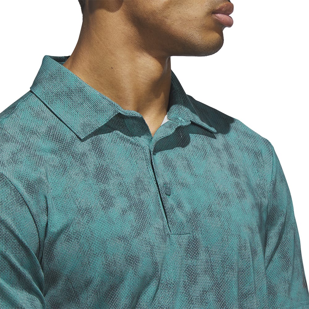 adidas Ultimate365 Textured Print Polo Shirt - Pure Teal/Aurora Ivy