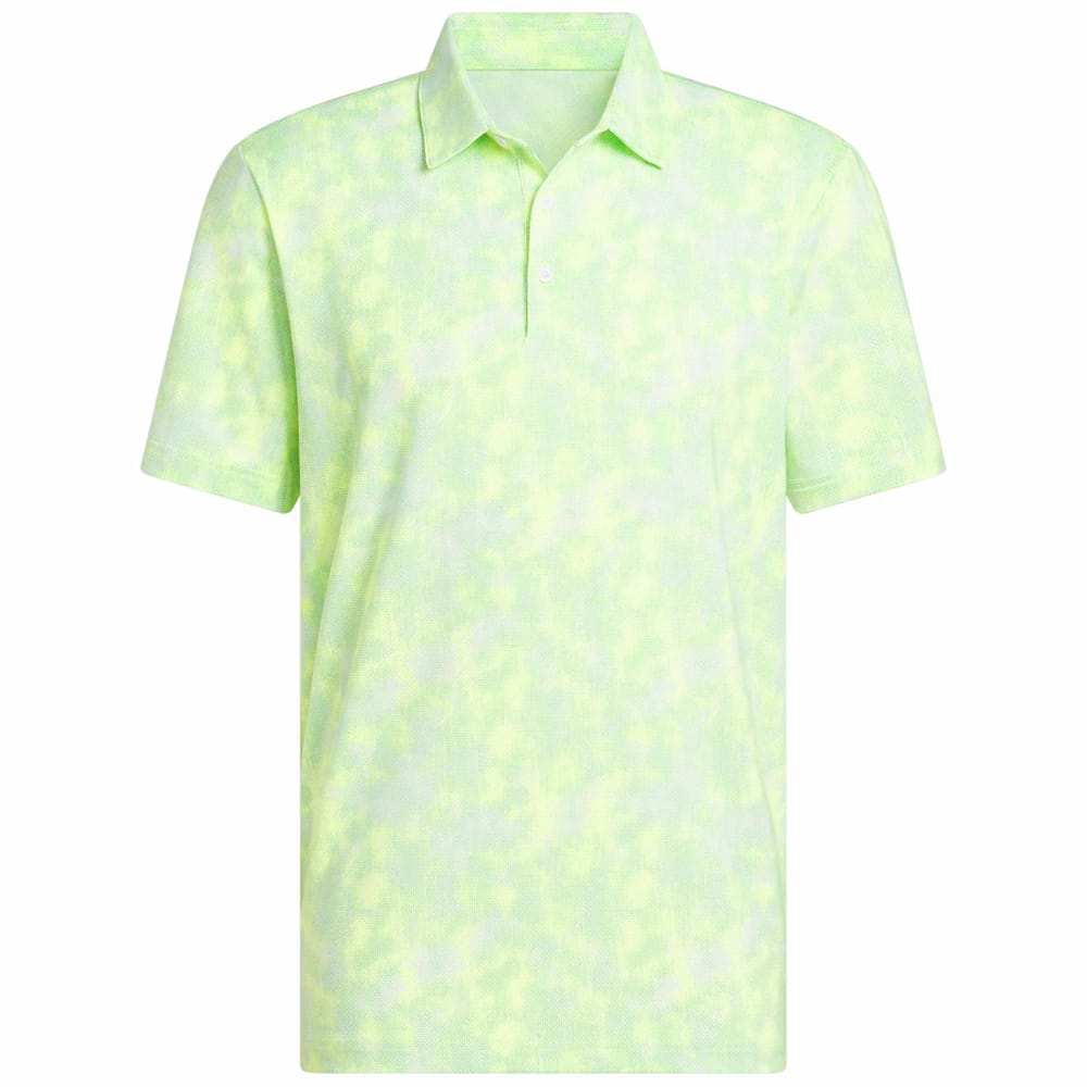 adidas Ultimate365 Textured Print Polo Shirt - White/Lime Burst