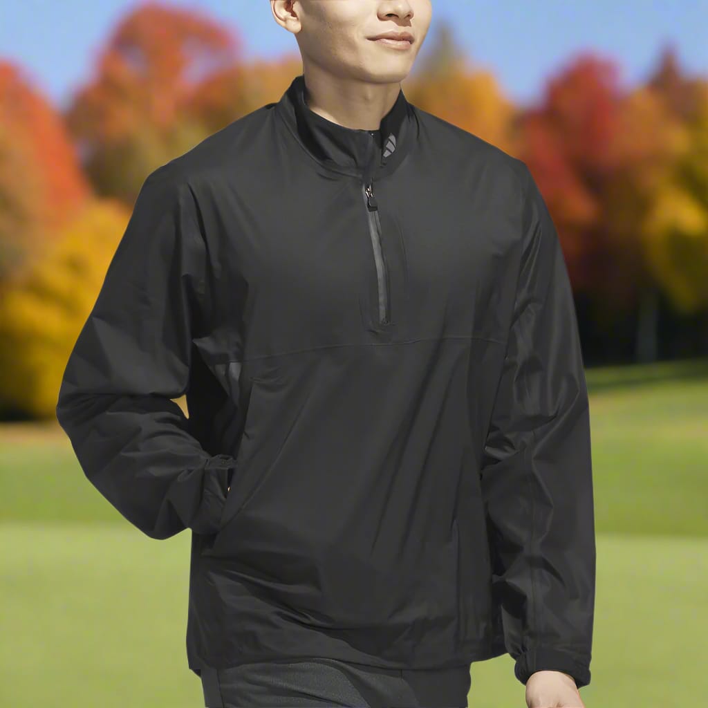 adidas Ultimate365 Tour Climaproof+ Half-Zip Waterproof Rain Suit - Black/Grey One