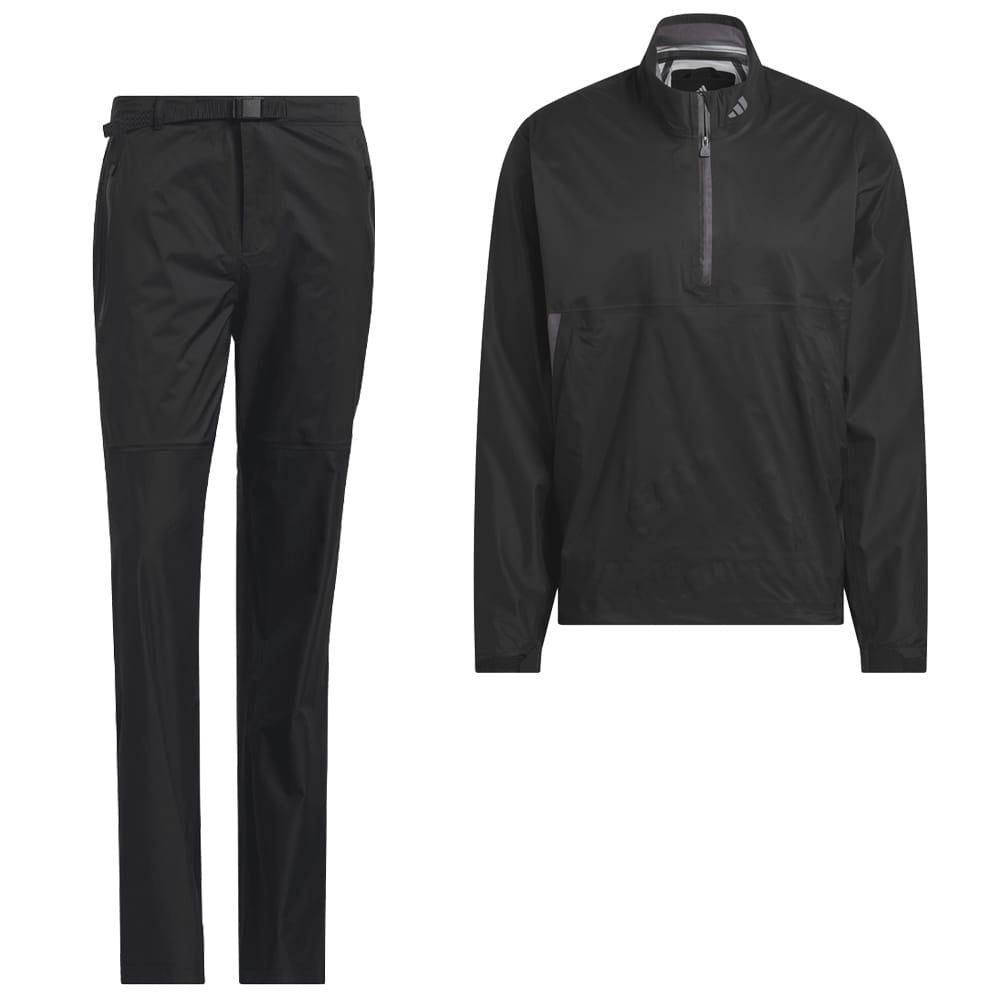 adidas Ultimate365 Tour Climaproof+ Half-Zip Waterproof Rain Suit - Black