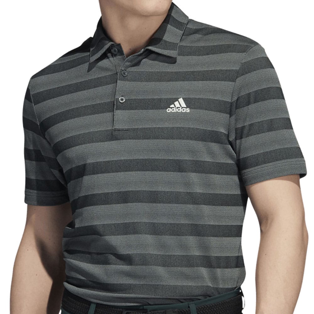 adidas 2 Colour Stripe Polo Shirt - Shadow Green/Linen Green
