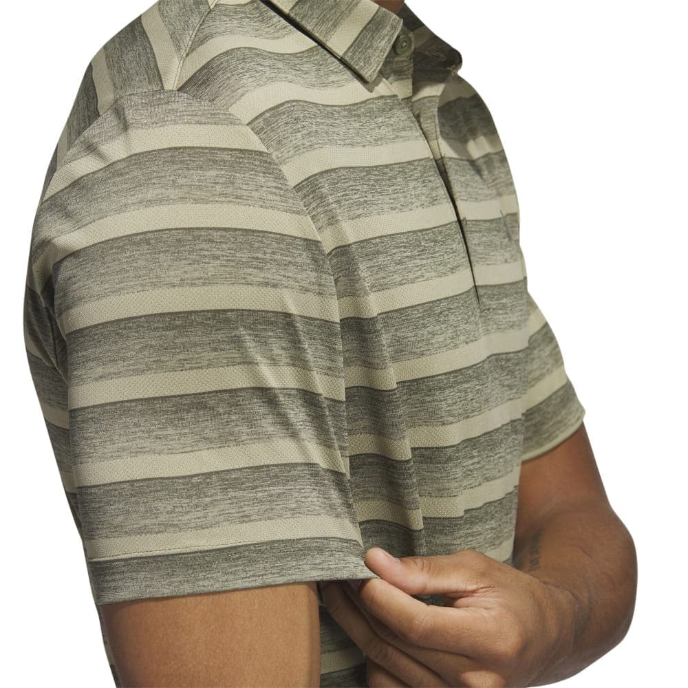 adidas 2 Colour Stripe Polo Shirt - Olive Strata/Hemp