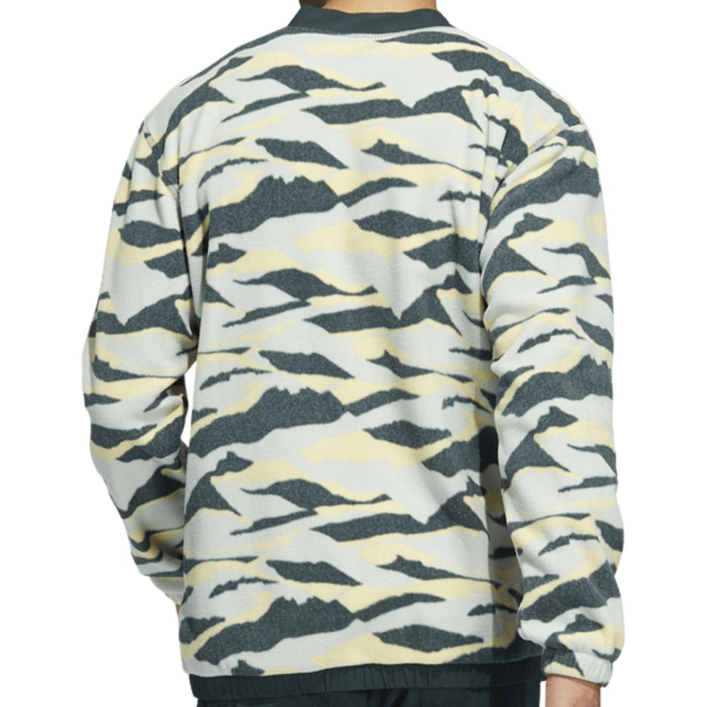 adidas Texture Print Crew Neck Sweatshirt - Linen Green/Shadow Green/Almost Yellow