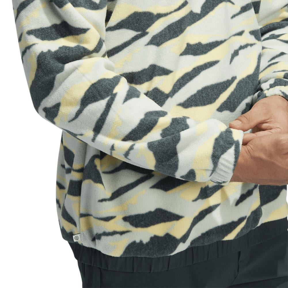 adidas Texture Print Crew Neck Sweatshirt - Linen Green/Shadow Green/Almost Yellow