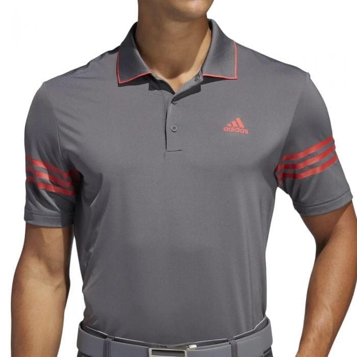 adidas Ultimate365 Blocked Polo Shirt - Grey Five/Real Coral