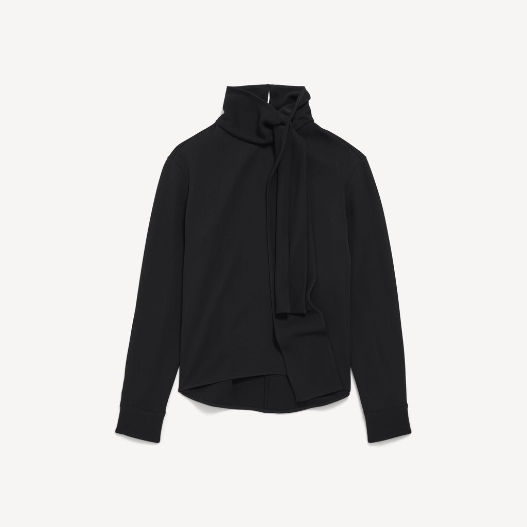 Balenciaga Silk Crepe Scarf Shirt — Black