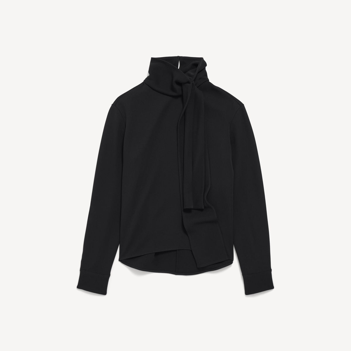 Balenciaga Silk Crepe Scarf Shirt — Black