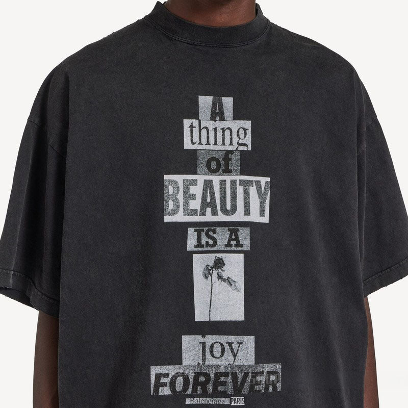 Balenciaga Text-Print Oversized T-Shirt — Black