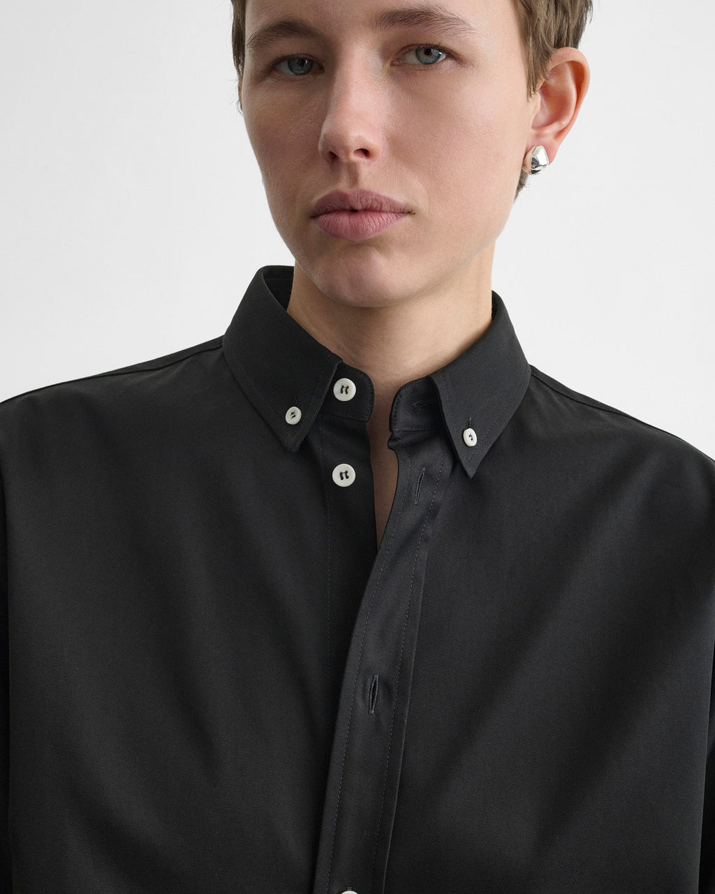 Phoebe Philo Button Collar Shirt — Black
