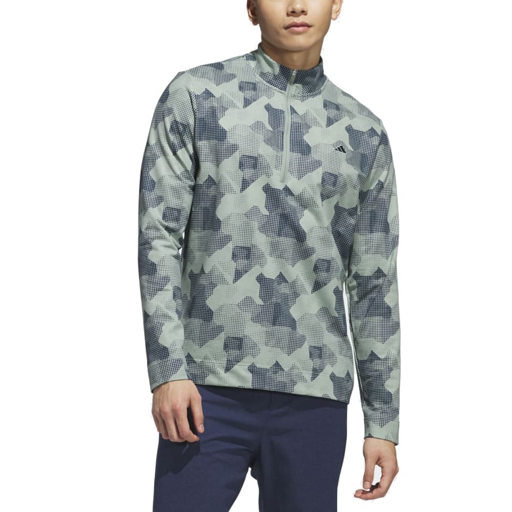 adidas Go-To Printed 1/4 Zip Pullover - Silver Green