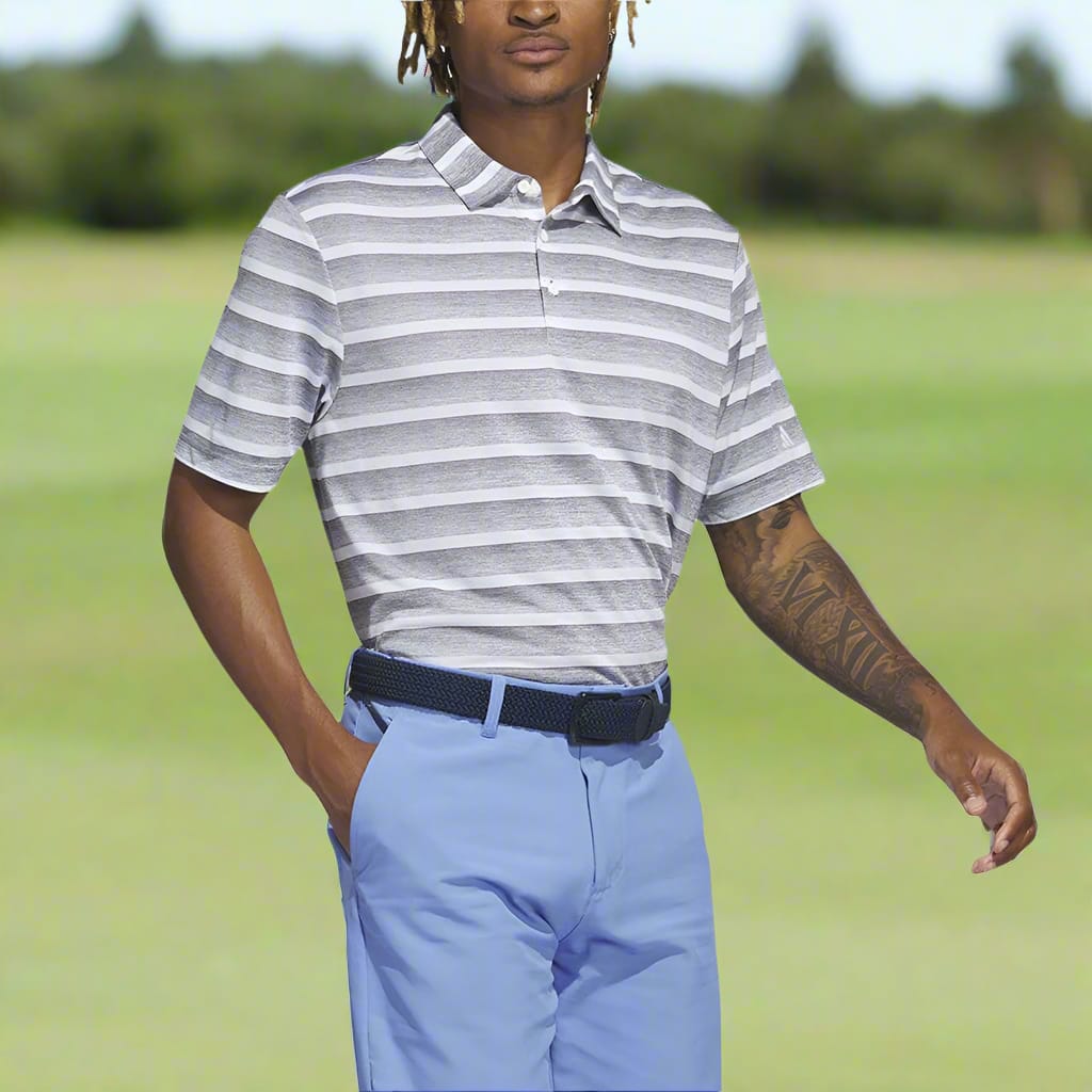 adidas Two-Colour Stripe Polo Shirt - Grey Three/White
