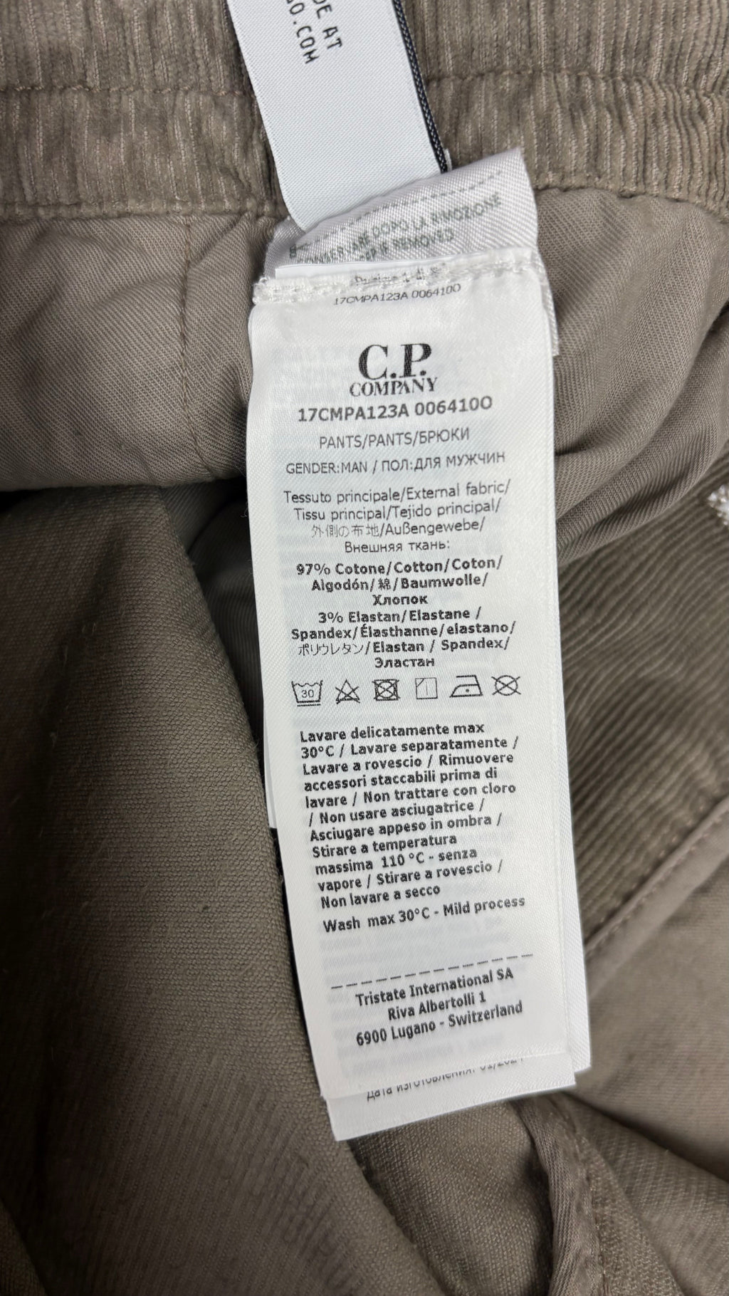 Pantalon Cargo C.P Company en Velours Côtelé - Taupe - Taille 46