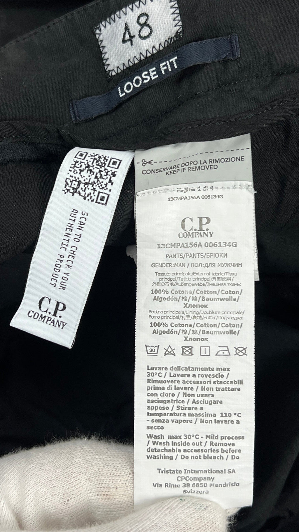 Pantalon Cargo C.P Company Loose Fit - Noir - Taille 48