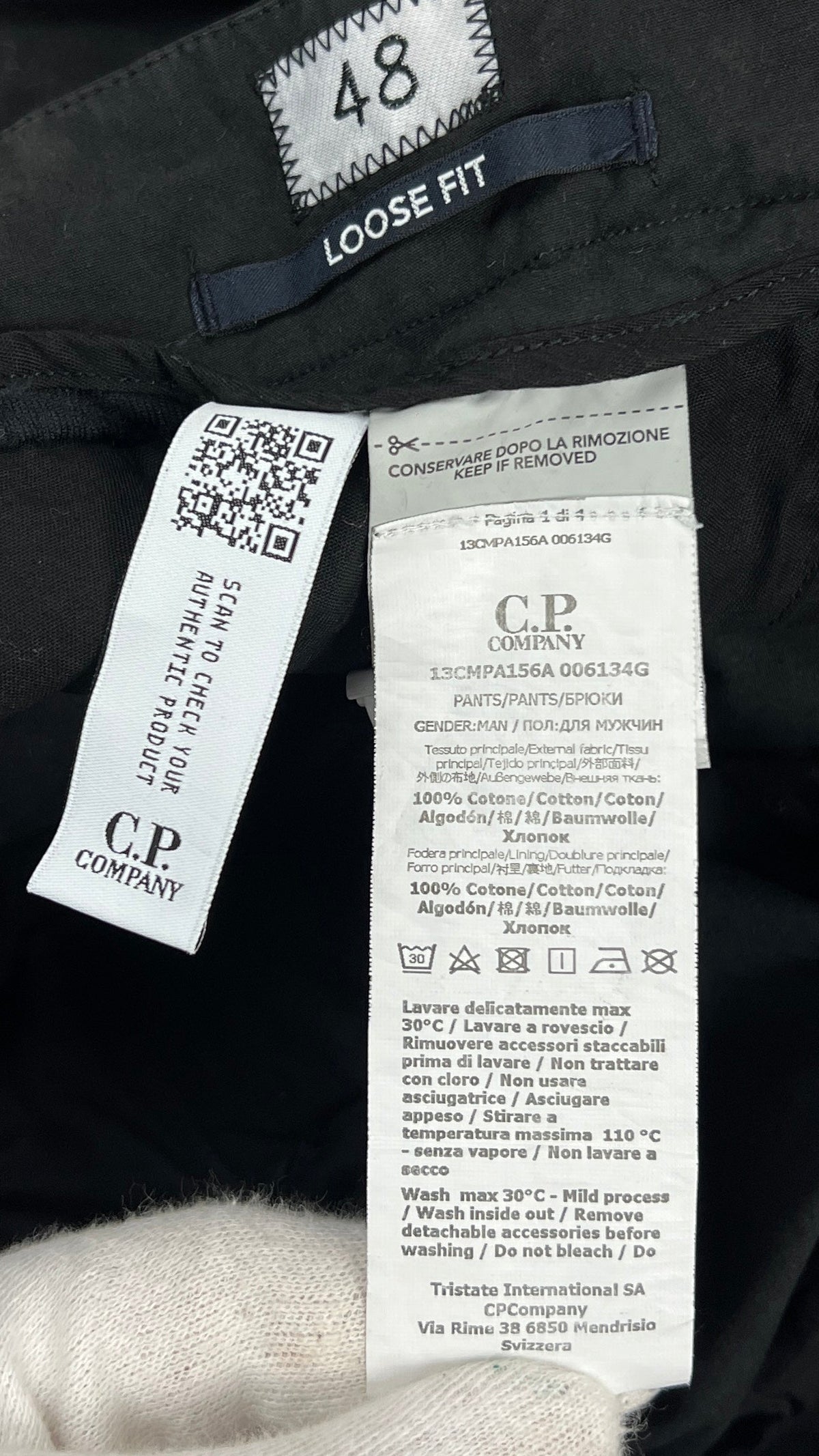 Pantalon Cargo C.P Company Loose Fit - Noir - Taille 48