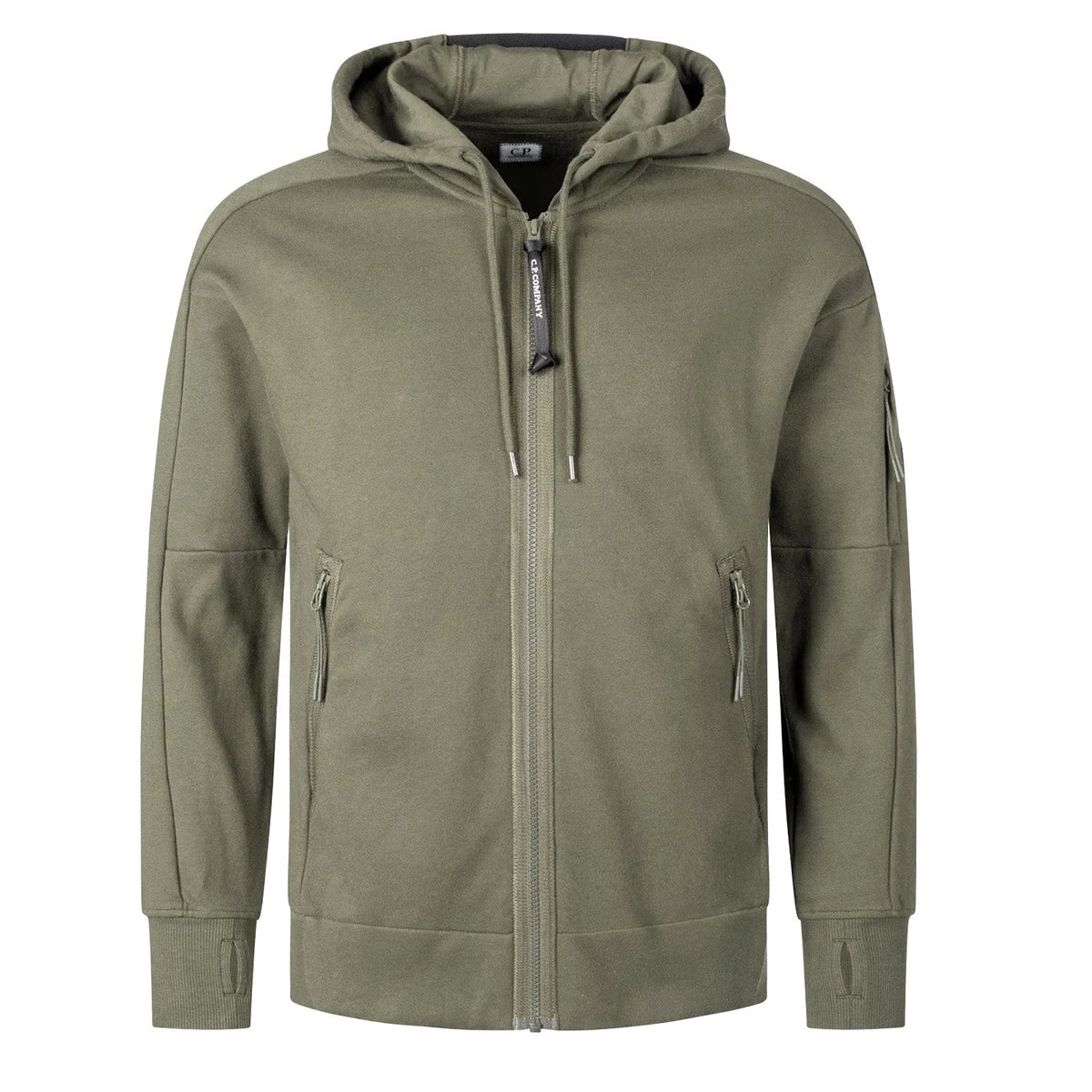 [C.P. Company] Diagonal Raised Fleece Full Zip Lens Hoodie in Fallen Rock
