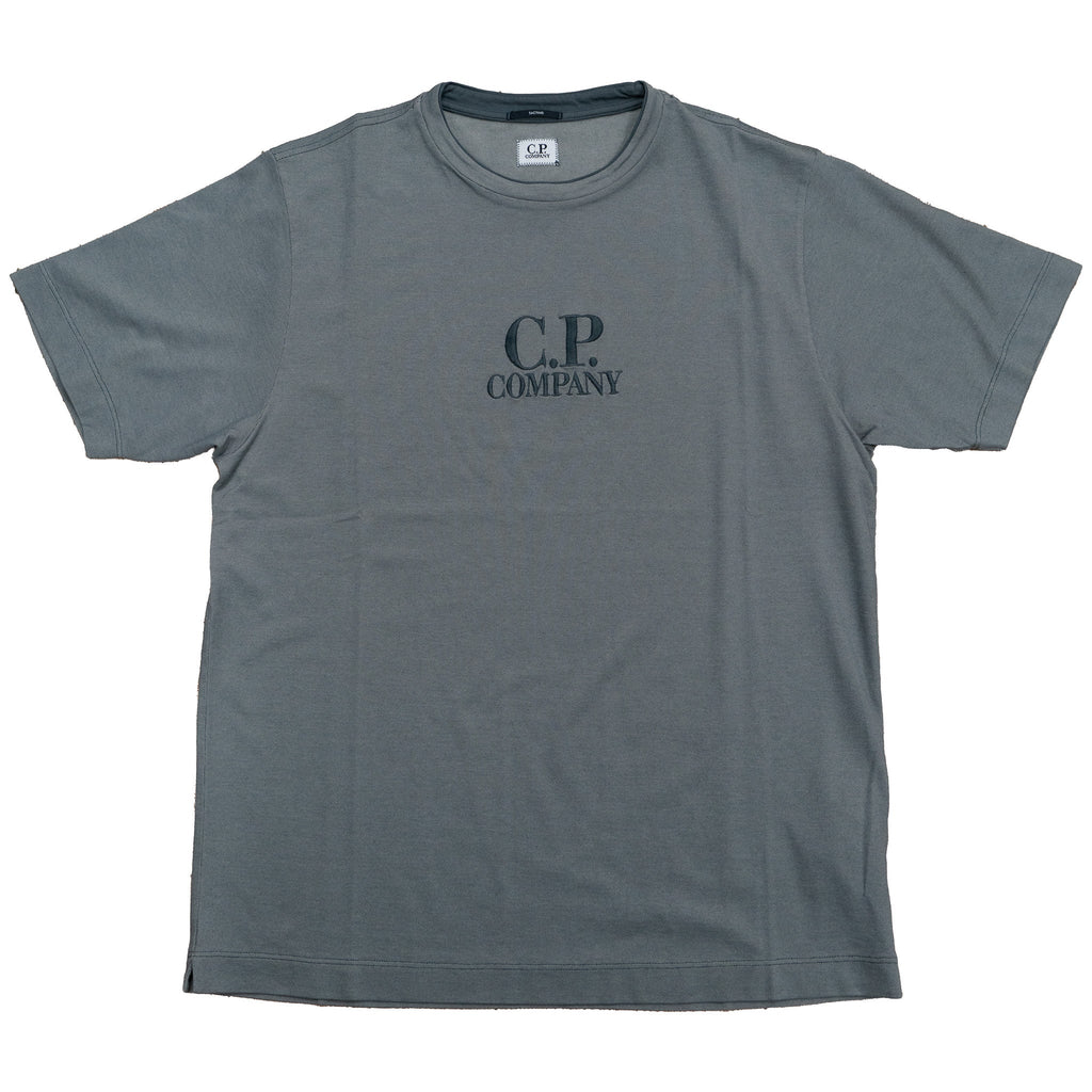 [C.P. Company] Tacting Piquet Embroidery T-shirt in Smoked Pearl- Grey