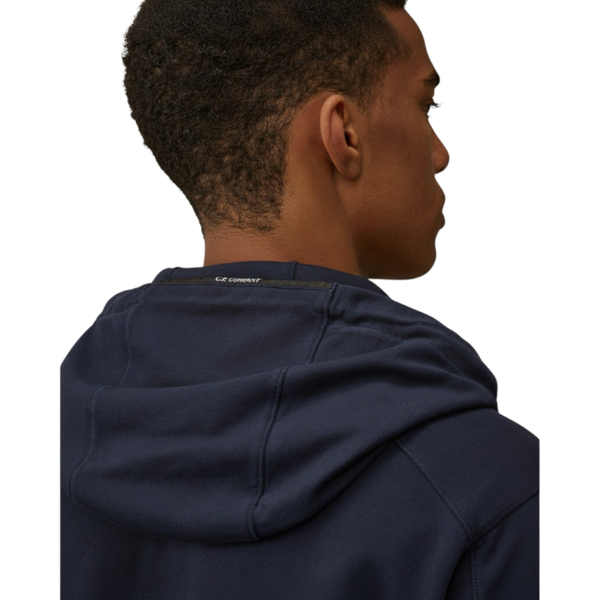 C.P. Company, Zip Hoodie aus leichtem Fleece, mit Lens-Detail, navy.